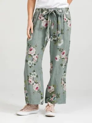 5202 Eva Floral Pant-Green