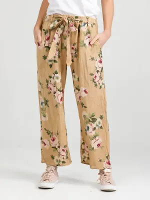 5202 Eva Floral Pant-Mustard
