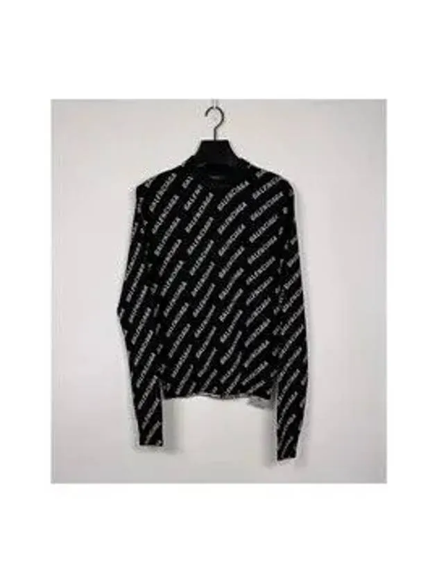 Balenciaga All-Over Mini Logo Wool Knit Top Black
