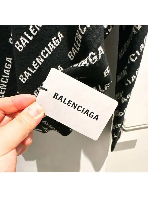 Balenciaga All-Over Mini Logo Wool Knit Top Black