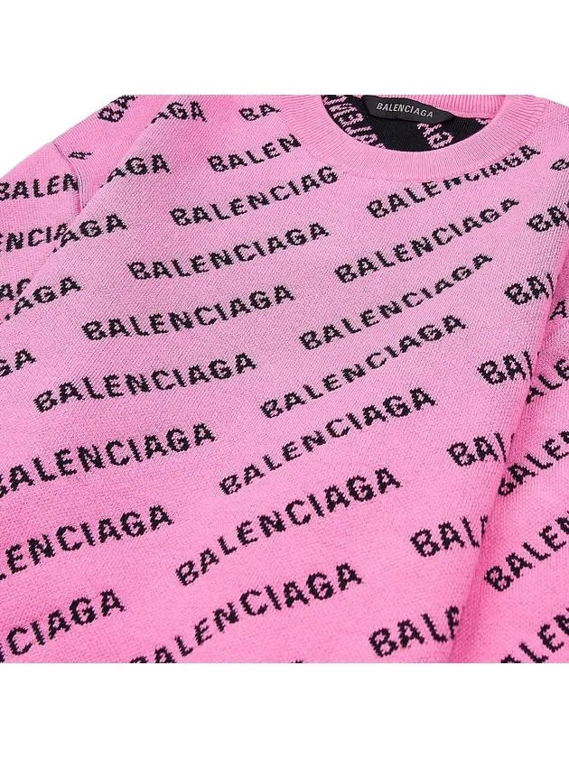 Balenciaga Mini All-Over Logo Knit Top Pink