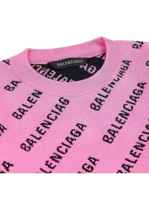 Balenciaga Mini All-Over Logo Knit Top Pink