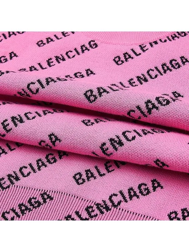 Balenciaga Mini All-Over Logo Knit Top Pink