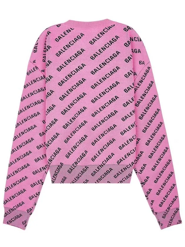Balenciaga Mini All-Over Logo Knit Top Pink