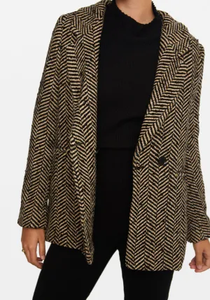 FISHBONE BLAZER CREAM AND BLACK