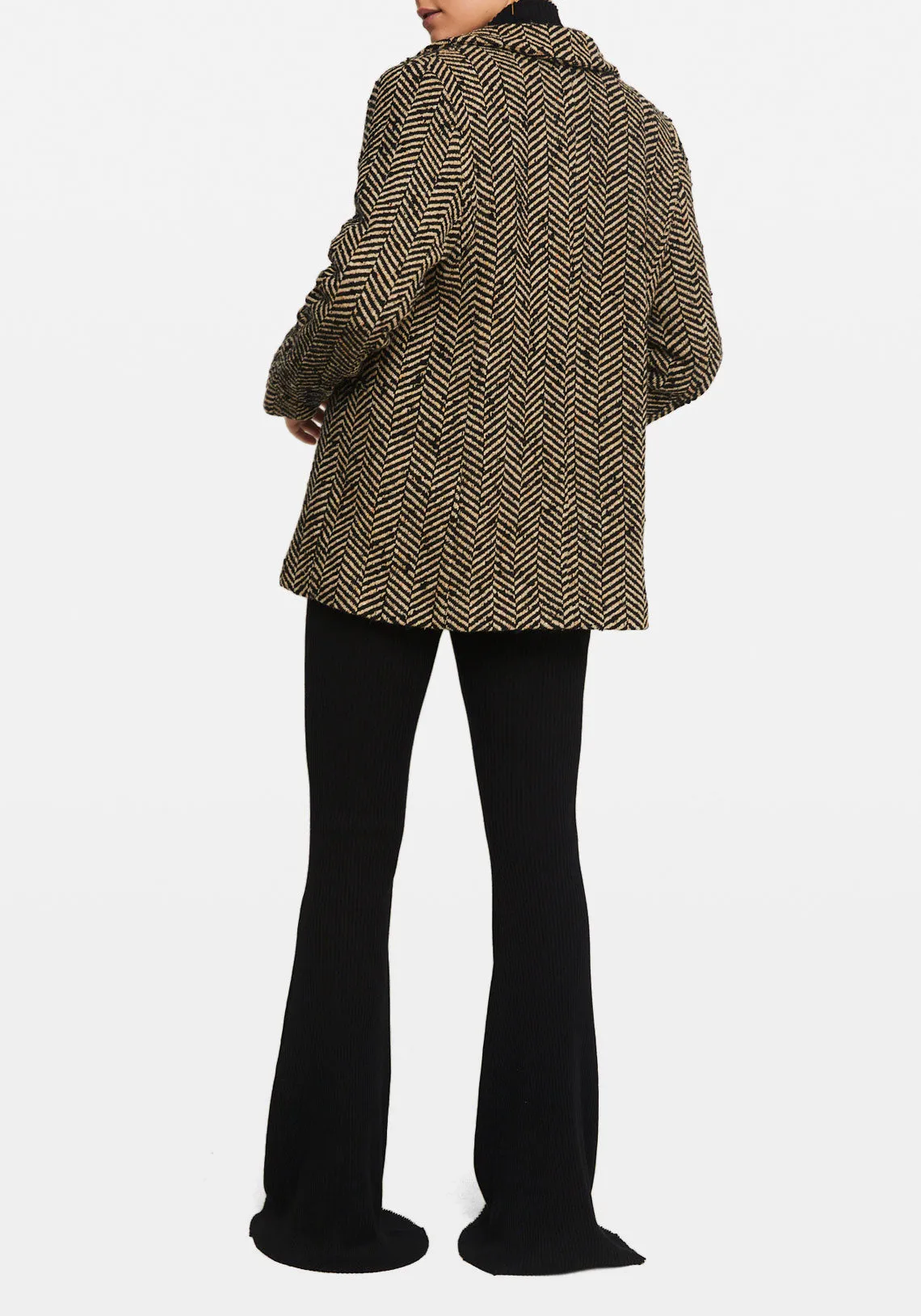 FISHBONE BLAZER CREAM AND BLACK