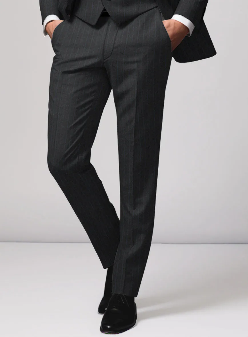 Hardy Minnis Charcoal Chalkstripe Wool Pants