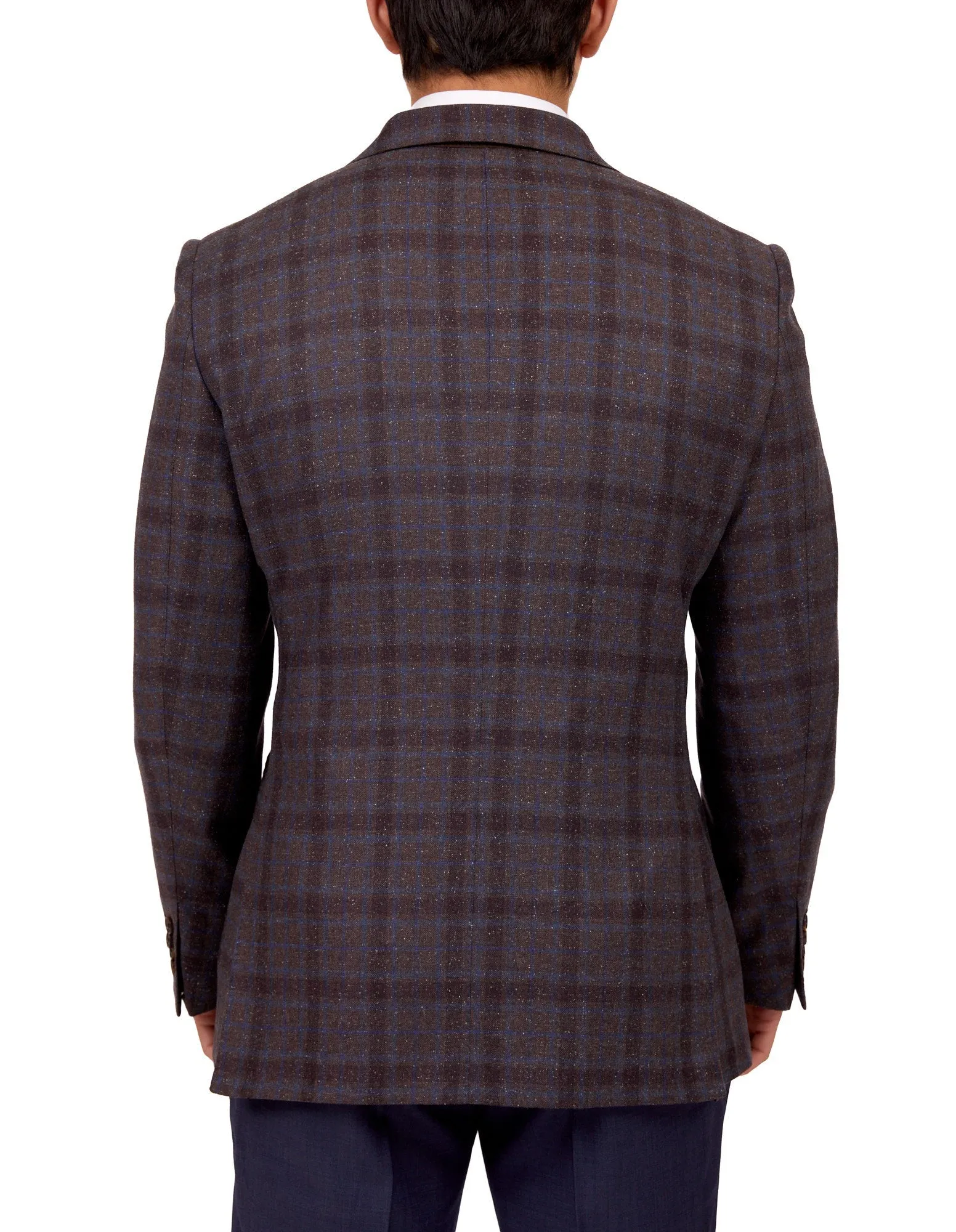 HENRY SARTORIAL X DORMEUIL Full Canvas Check Blended Wool Jacket BROWN/NAVY REG