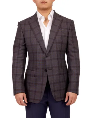 HENRY SARTORIAL X DORMEUIL Full Canvas Check Blended Wool Jacket BROWN/NAVY REG
