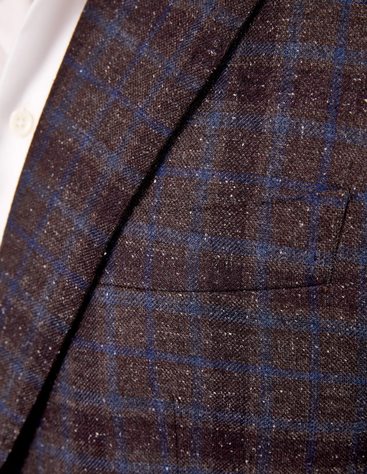 HENRY SARTORIAL X DORMEUIL Full Canvas Check Blended Wool Jacket BROWN/NAVY REG