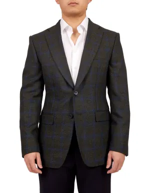 HENRY SARTORIAL X DORMEUIL Full Canvas Fancy Check Wool Jacket GREEN REG