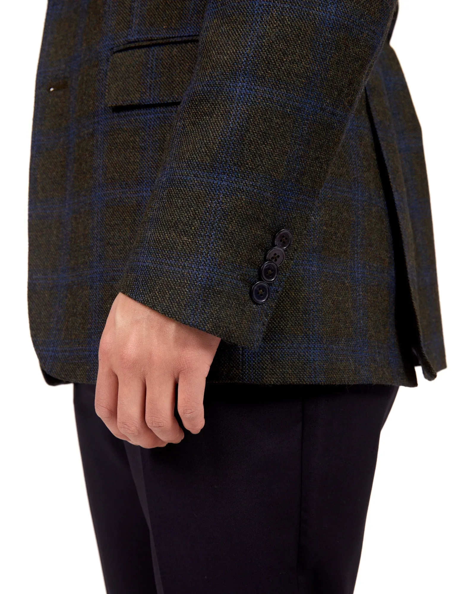 HENRY SARTORIAL X DORMEUIL Full Canvas Fancy Check Wool Jacket GREEN REG