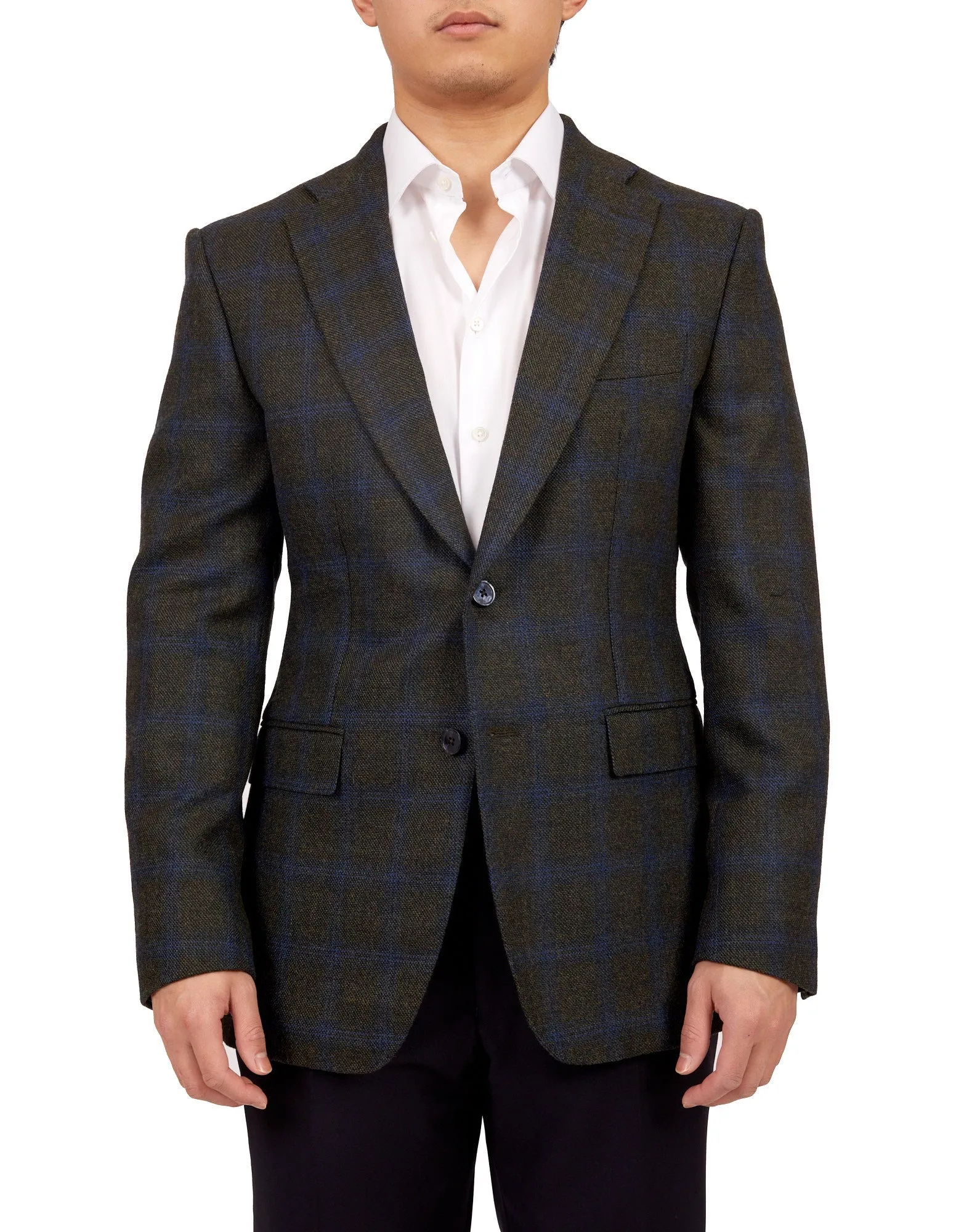 HENRY SARTORIAL X DORMEUIL Full Canvas Fancy Check Wool Jacket GREEN REG
