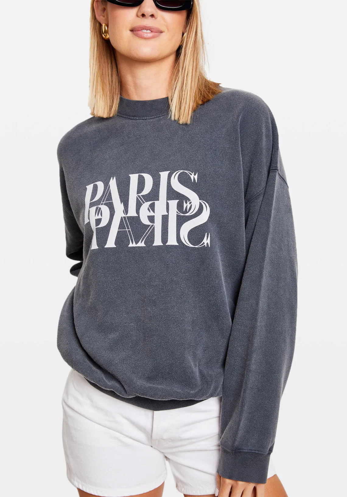 JACI SWEATSHIRT PARIS WASHED BLACK