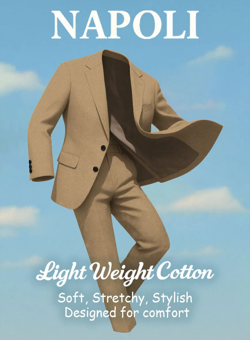 Khaki Napoli Stretch Light Weight Cotton Pants