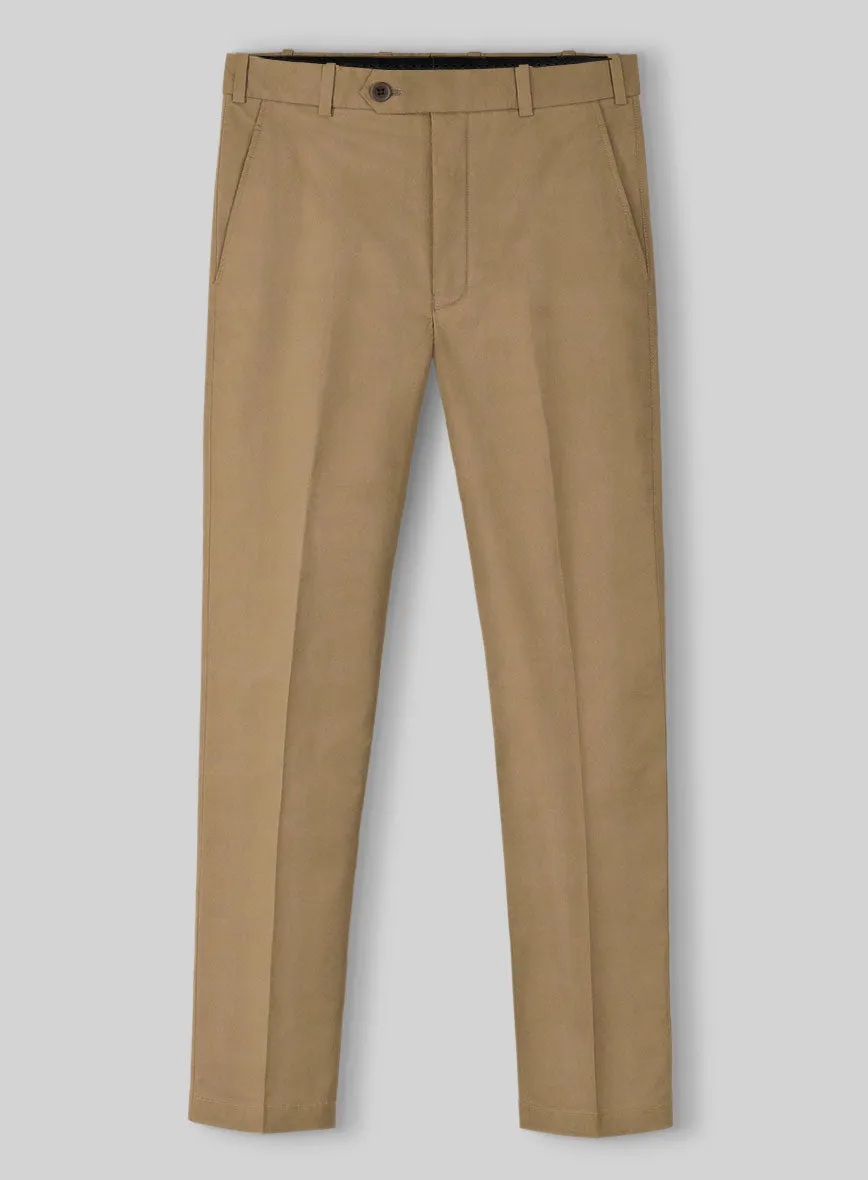 Khaki Napoli Stretch Light Weight Cotton Pants