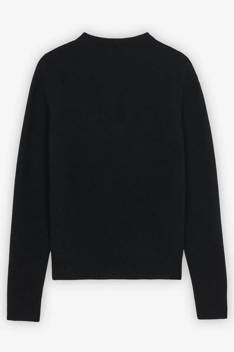 Maison Kitsun Oversize Fox Head Jacquard Pullover Black