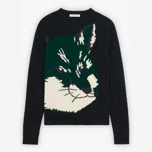 Maison Kitsun Oversize Fox Head Jacquard Pullover Black