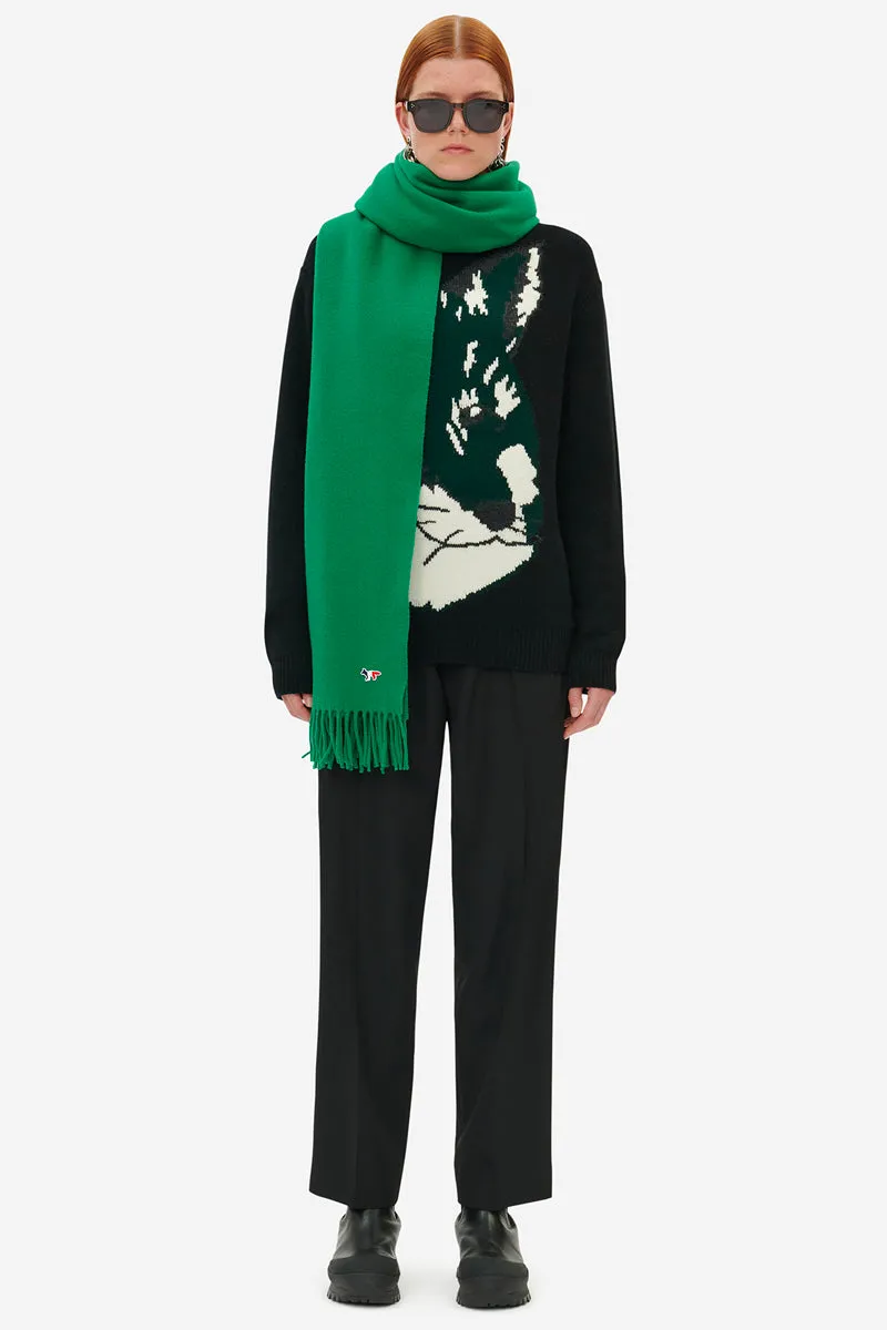 Maison Kitsun Oversize Fox Head Jacquard Pullover Black