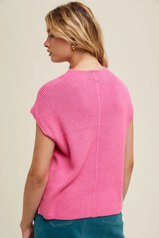 Mock Neck Sweater Top - Punch
