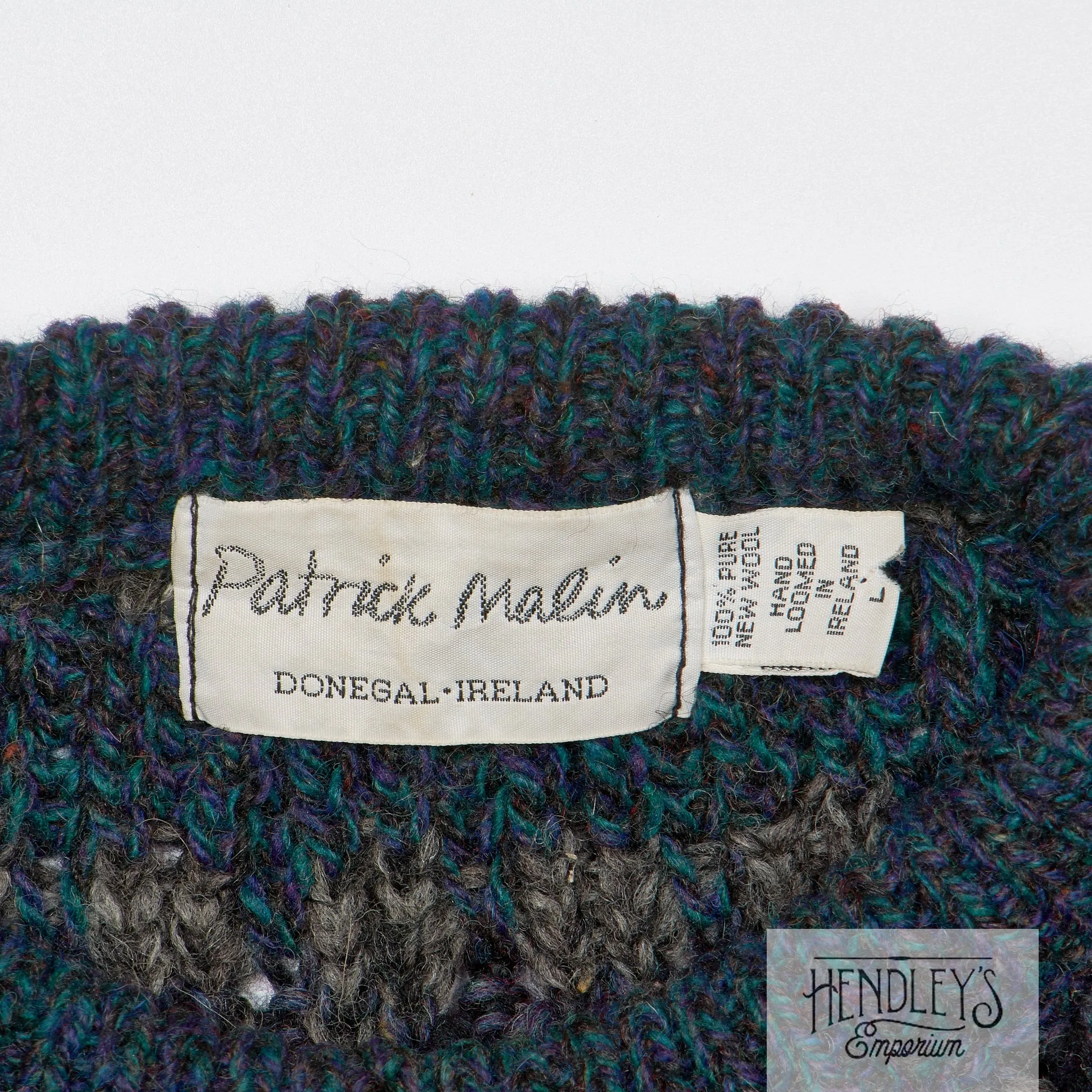 Patrick Malin Irish Fisherman Sweater L in Teal Smoke Stripes IRELAND