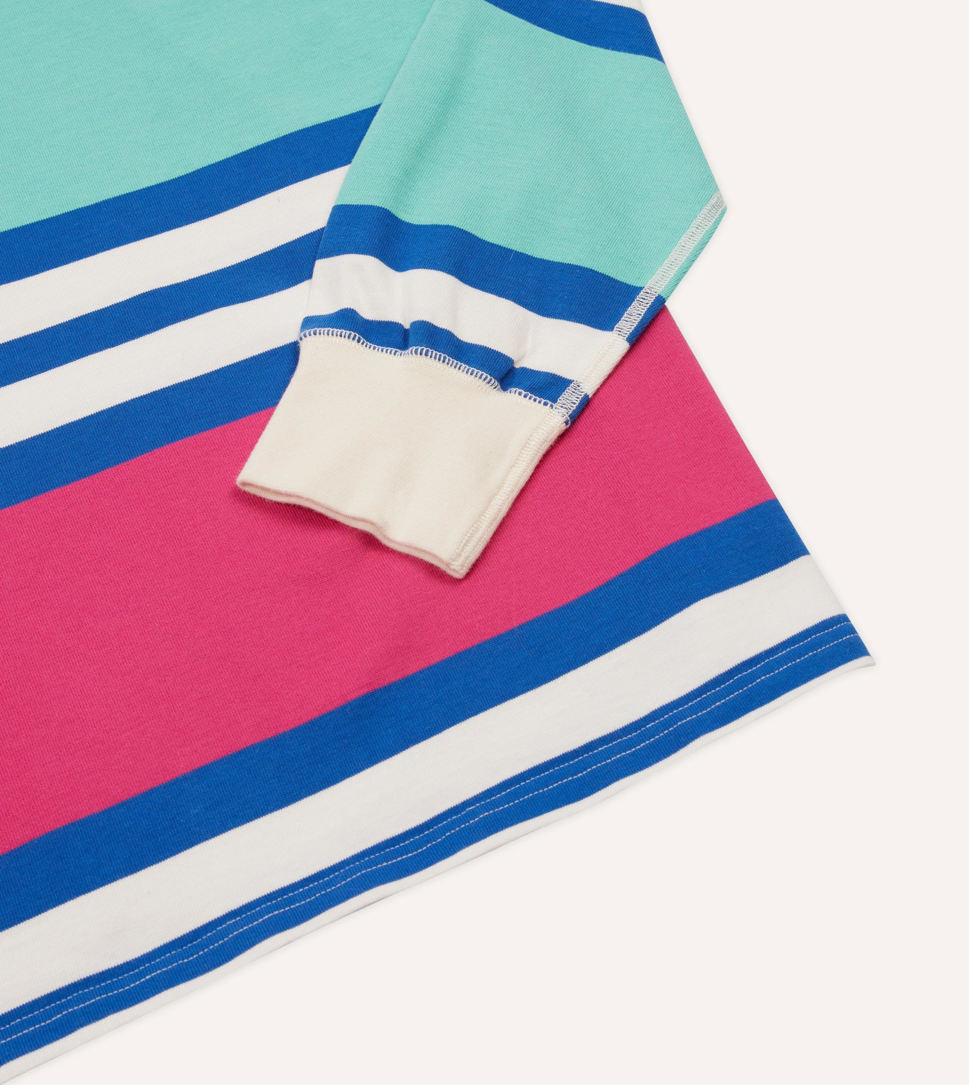 Pink. Green and Blue Stripe Cotton Rugby Shirt