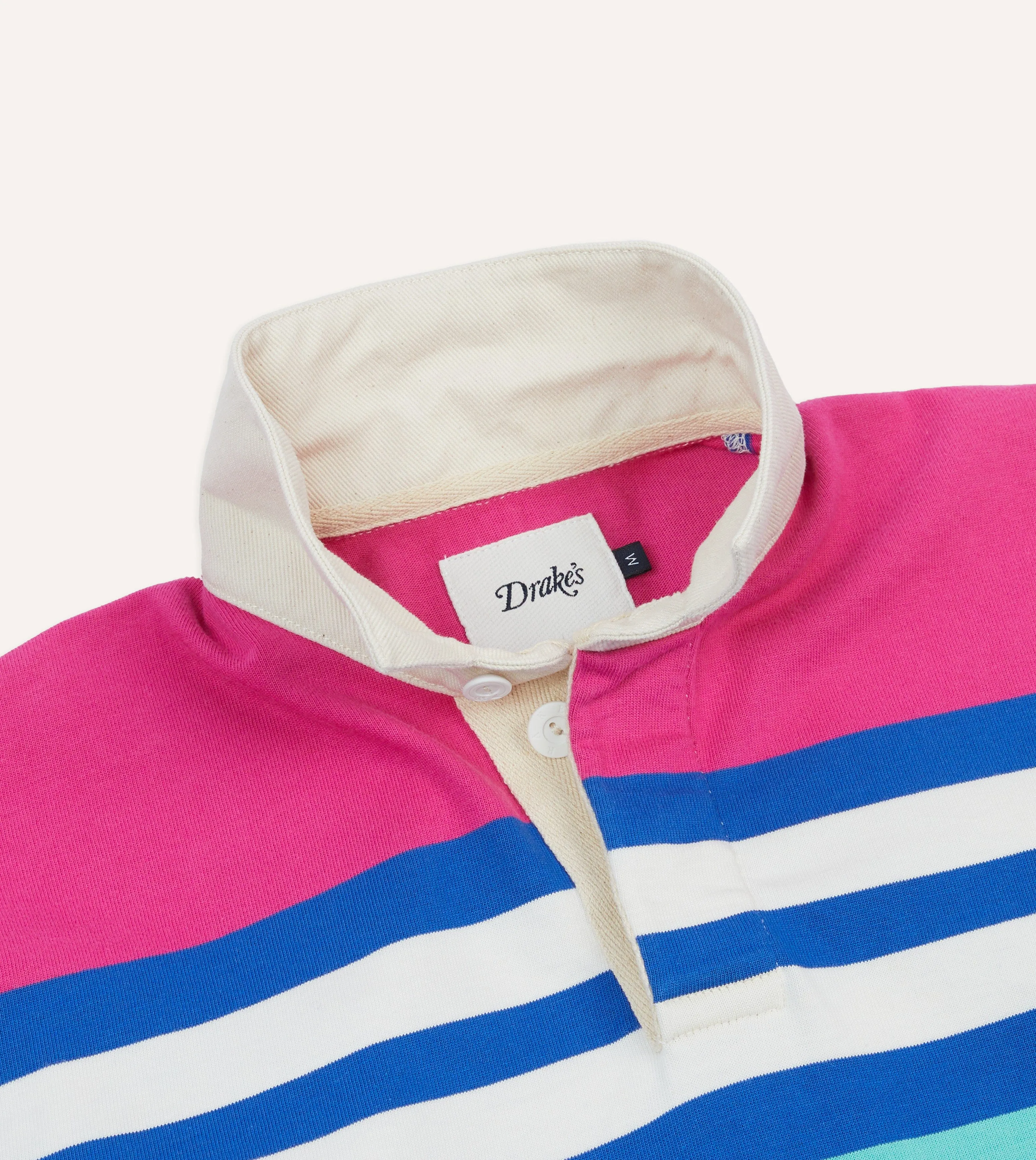 Pink. Green and Blue Stripe Cotton Rugby Shirt