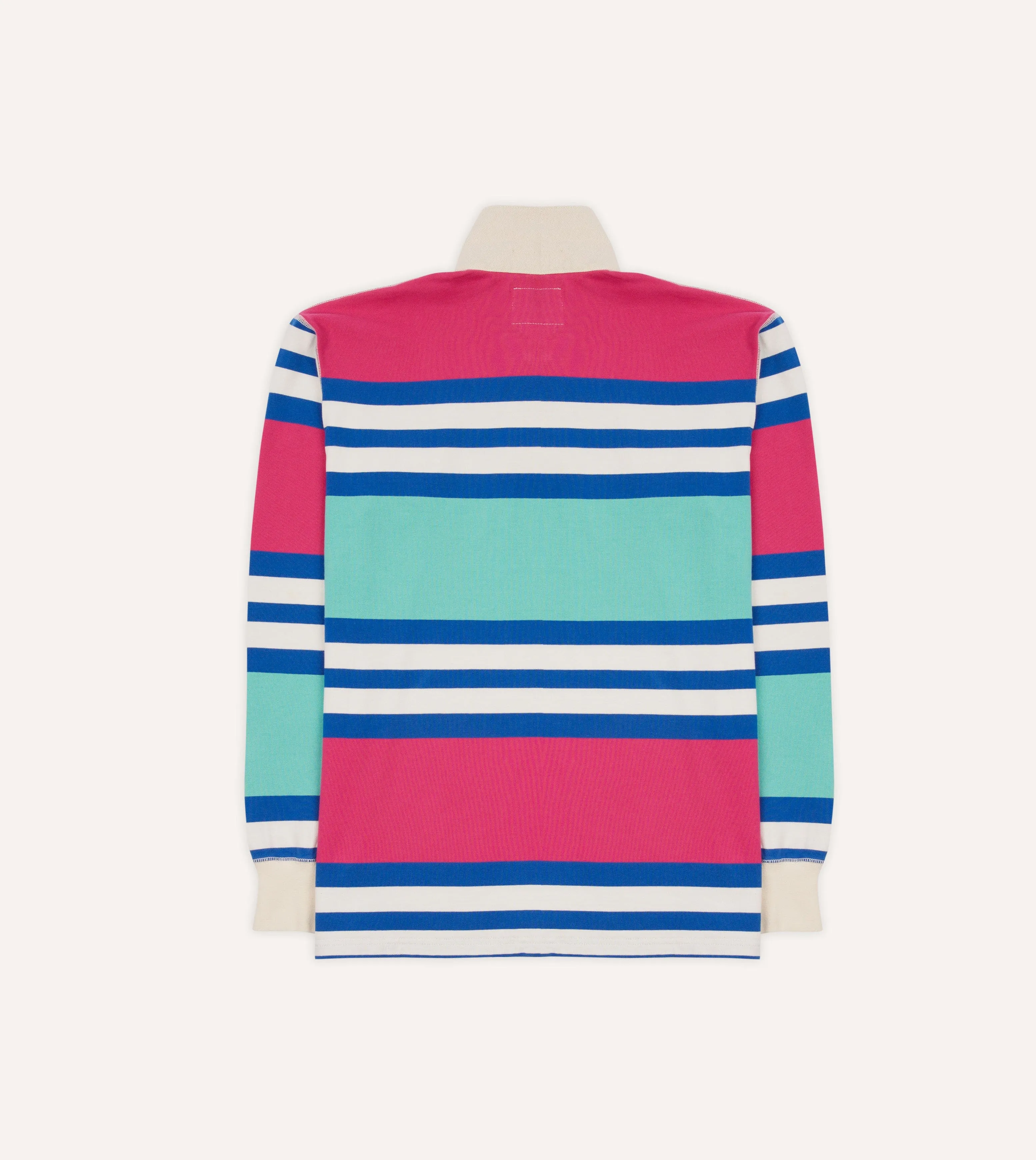 Pink. Green and Blue Stripe Cotton Rugby Shirt