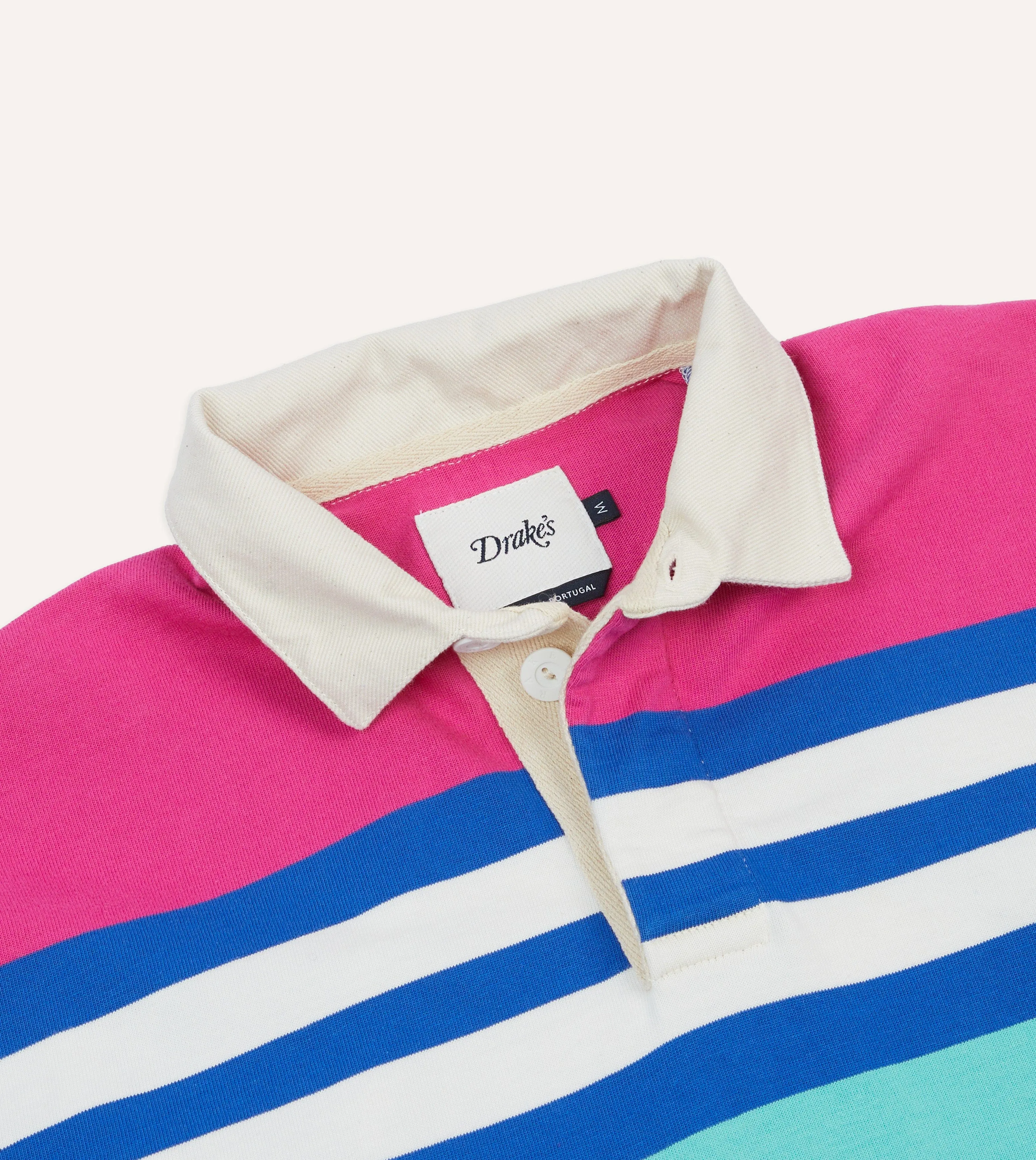 Pink. Green and Blue Stripe Cotton Rugby Shirt