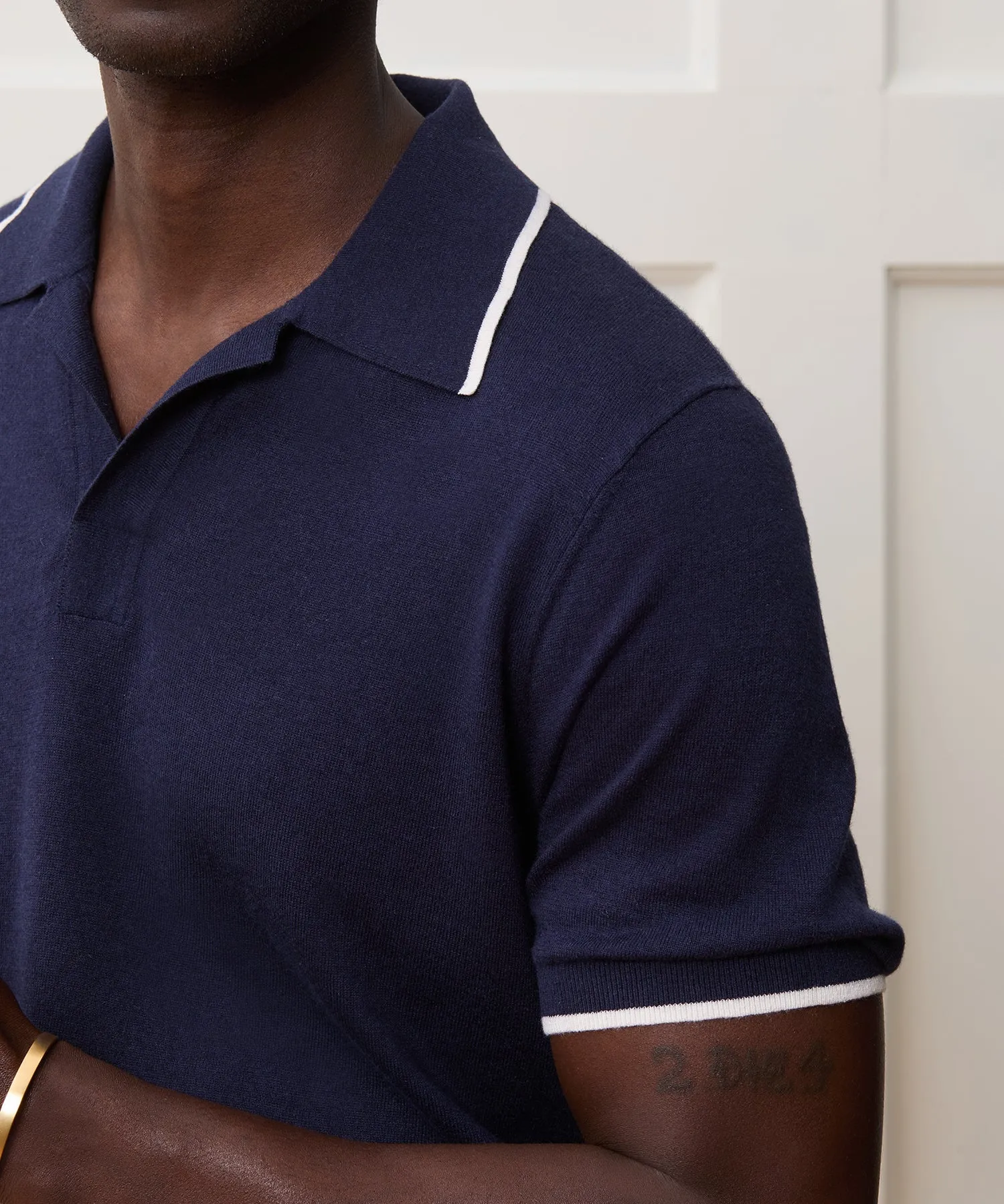 Silk-Cashmere Tipped Sweater Polo