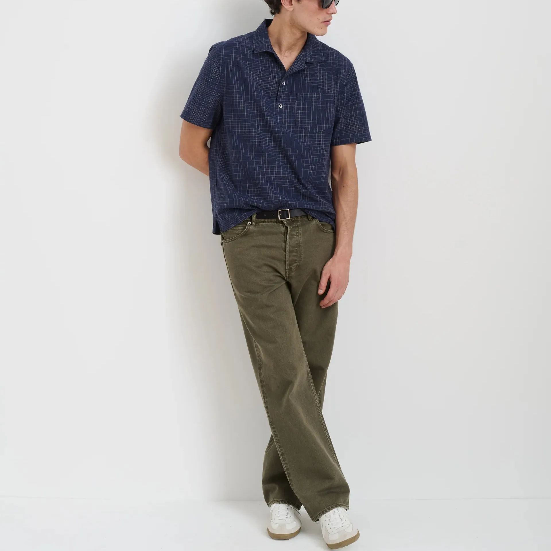 Som Short Sleeve Popover. Navy